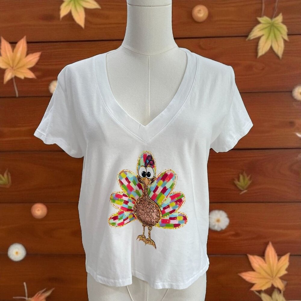 Colorful Turkey Fall‎ Tee M Universal Thread Thanksgiving Kidcore Cartooncore